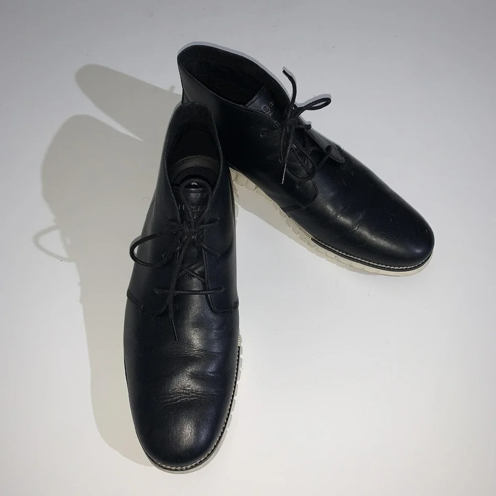 Cole Haan ZEROGRAND Chukka Boots Mens Size 13 Black Leather Grand.OS C35733